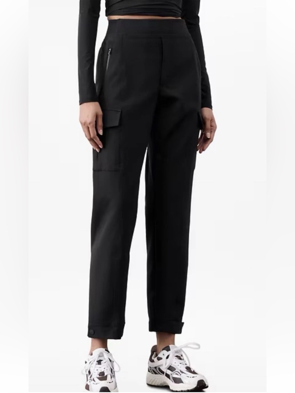 Athleta Pants Womens sz 4 Black Endless High Rise Cargo Jogger Stretch Pull On